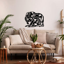 Görseli Galeri görüntüleyiciye yükleyin, Fil ve Yavru Metal Duvar Dekoru