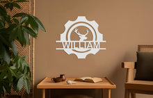 Görseli Galeri görüntüleyiciye yükleyin, Geyikli Tabela Metal Duvar Dekoru