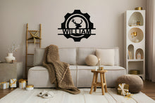 Görseli Galeri görüntüleyiciye yükleyin, Geyikli Tabela Metal Duvar Dekoru