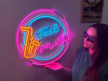 Görseli Galeri görüntüleyiciye yükleyin, Feel Music Neon Metal Tabela