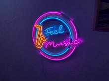 Görseli Galeri görüntüleyiciye yükleyin, Feel Music Neon Metal Tabela