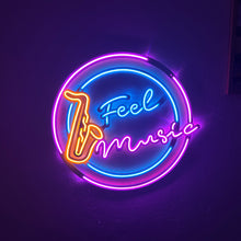 Görseli Galeri görüntüleyiciye yükleyin, Feel Music Neon Metal Tabela