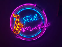 Görseli Galeri görüntüleyiciye yükleyin, Feel Music Neon Metal Tabela
