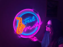 Görseli Galeri görüntüleyiciye yükleyin, Feel Music Neon Metal Tabela
