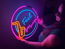 Görseli Galeri görüntüleyiciye yükleyin, Feel Music Neon Metal Tabela