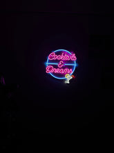 Görseli Galeri görüntüleyiciye yükleyin, Cocktails And Dreams Neon Metal Tabela