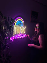 Görseli Galeri görüntüleyiciye yükleyin, Think Positive Neon Metal Tabela