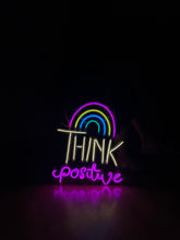 Görseli Galeri görüntüleyiciye yükleyin, Think Positive Neon Metal Tabela