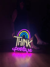 Görseli Galeri görüntüleyiciye yükleyin, Think Positive Neon Metal Tabela