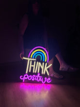Görseli Galeri görüntüleyiciye yükleyin, Think Positive Neon Metal Tabela