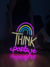 Görseli Galeri görüntüleyiciye yükleyin, Think Positive Neon Metal Tabela