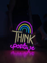Görseli Galeri görüntüleyiciye yükleyin, Think Positive Neon Metal Tabela