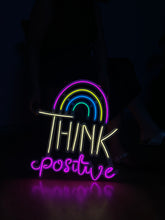 Görseli Galeri görüntüleyiciye yükleyin, Think Positive Neon Metal Tabela