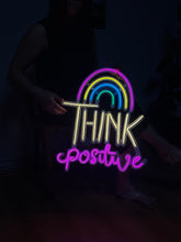 Görseli Galeri görüntüleyiciye yükleyin, Think Positive Neon Metal Tabela