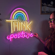 Görseli Galeri görüntüleyiciye yükleyin, Think Positive Neon Metal Tabela