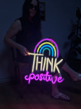 Görseli Galeri görüntüleyiciye yükleyin, Think Positive Neon Metal Tabela