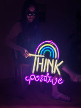 Görseli Galeri görüntüleyiciye yükleyin, Think Positive Neon Metal Tabela