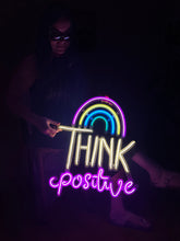 Görseli Galeri görüntüleyiciye yükleyin, Think Positive Neon Metal Tabela