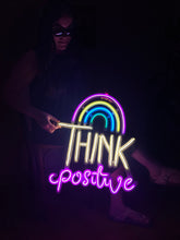 Görseli Galeri görüntüleyiciye yükleyin, Think Positive Neon Metal Tabela