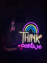 Görseli Galeri görüntüleyiciye yükleyin, Think Positive Neon Metal Tabela