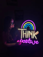 Görseli Galeri görüntüleyiciye yükleyin, Think Positive Neon Metal Tabela