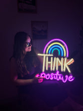 Görseli Galeri görüntüleyiciye yükleyin, Think Positive Neon Metal Tabela