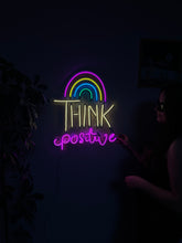 Görseli Galeri görüntüleyiciye yükleyin, Think Positive Neon Metal Tabela