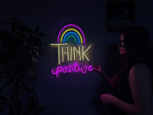 Görseli Galeri görüntüleyiciye yükleyin, Think Positive Neon Metal Tabela