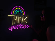 Görseli Galeri görüntüleyiciye yükleyin, Think Positive Neon Metal Tabela