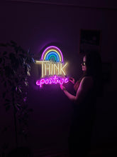 Görseli Galeri görüntüleyiciye yükleyin, Think Positive Neon Metal Tabela