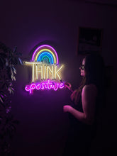 Görseli Galeri görüntüleyiciye yükleyin, Think Positive Neon Metal Tabela