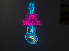 Görseli Galeri görüntüleyiciye yükleyin, Live Music Guitar Neon Tabela