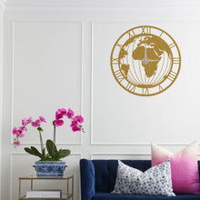 Görseli Galeri görüntüleyiciye yükleyin, Dünya Haritalı Metal Duvar Saati