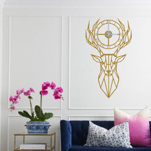 Görseli Galeri görüntüleyiciye yükleyin, Geyik Başı Figürlü Metal Duvar Saati