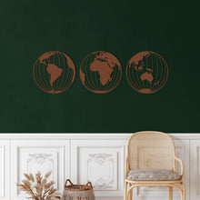 Görseli Galeri görüntüleyiciye yükleyin, 3'lü Küre Dünya Metal Duvar Dekoru