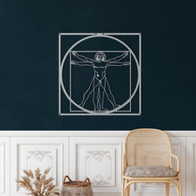 Görseli Galeri görüntüleyiciye yükleyin, Da Vinci Vitruvian Man Metal Duvar Dekoru
