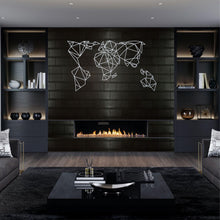 Görseli Galeri görüntüleyiciye yükleyin, Geometrik Dünya Haritası Metal Duvar Dekoru (150x84cm)