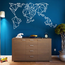 Görseli Galeri görüntüleyiciye yükleyin, Geometrik Dünya Haritası Metal Duvar Dekoru ( Büyük Boy )
