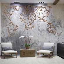 Görseli Galeri görüntüleyiciye yükleyin, Geometrik Dünya Haritası Metal Duvar Dekoru ( Büyük Boy )