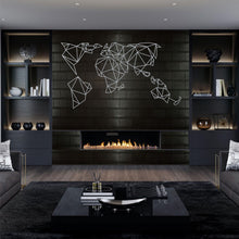 Görseli Galeri görüntüleyiciye yükleyin, Geometrik Dünya Haritası Metal Duvar Dekoru ( Büyük Boy )