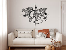 Görseli Galeri görüntüleyiciye yükleyin, Geometrik Pusula Dünya Haritası Metal Duvar Dekoru