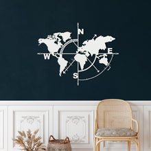 Görseli Galeri görüntüleyiciye yükleyin, Pusula Dünya Haritası Metal Duvar Dekoru