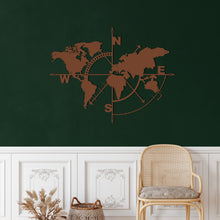 Görseli Galeri görüntüleyiciye yükleyin, Pusula Dünya Haritası Metal Duvar Dekoru