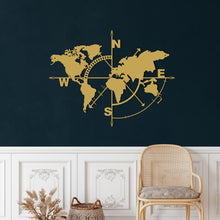 Görseli Galeri görüntüleyiciye yükleyin, Pusula Dünya Haritası Metal Duvar Dekoru