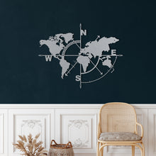 Görseli Galeri görüntüleyiciye yükleyin, Pusula Dünya Haritası Metal Duvar Dekoru