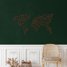 Görseli Galeri görüntüleyiciye yükleyin, Geometrik Dünya Haritası Metal Duvar Dekoru