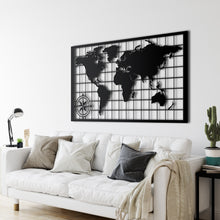 Görseli Galeri görüntüleyiciye yükleyin, Dünya Haritası Pusulalı Metal Duvar Dekoru