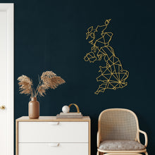 Görseli Galeri görüntüleyiciye yükleyin, Geometrik İngiltere Haritası Metal Duvar Dekoru