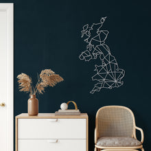 Görseli Galeri görüntüleyiciye yükleyin, Geometrik İngiltere Haritası Metal Duvar Dekoru