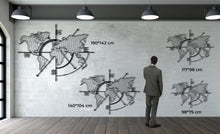 Görseli Galeri görüntüleyiciye yükleyin, Parelel Pusula Dünya Haritası Metal Duvar Dekoru